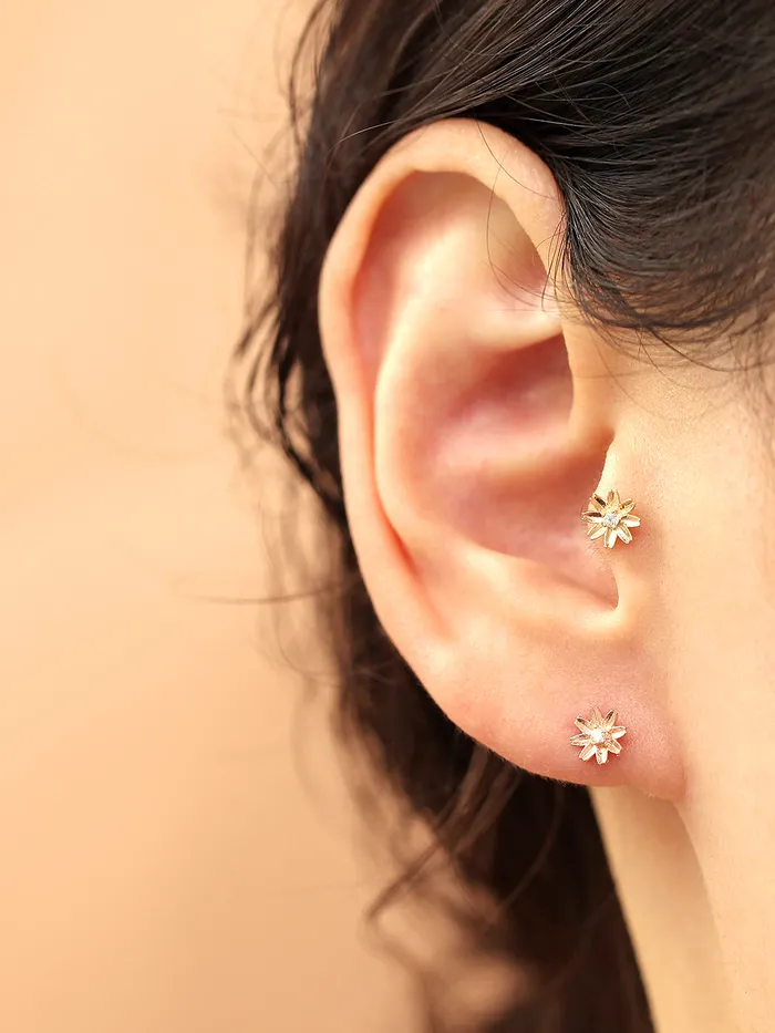 14K gold Flower Cubic cartilage earring 20g MinimalBijoux Earrings