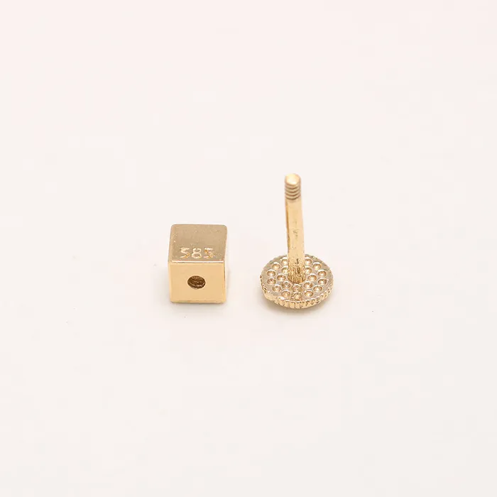 14K Gold Hide Square Cubic Labret Piercing 18g16g MinimalBijoux PreStyled Sets