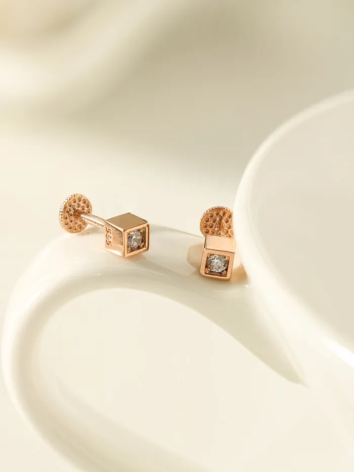 14K Gold Hide Square Cubic Labret Piercing 18g16g MinimalBijoux PreStyled Sets