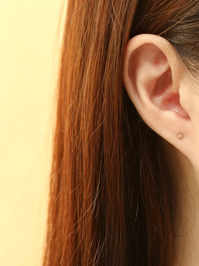 14K Gold Minimi Cubic Star and Heart Internally Threaded Labret Piercing 18G16G MinimalBijoux Necklaces