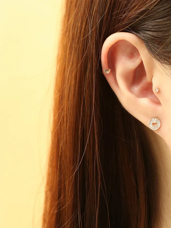 14K Gold Minimi Cubic Star and Heart Internally Threaded Labret Piercing 18G16G MinimalBijoux Necklaces