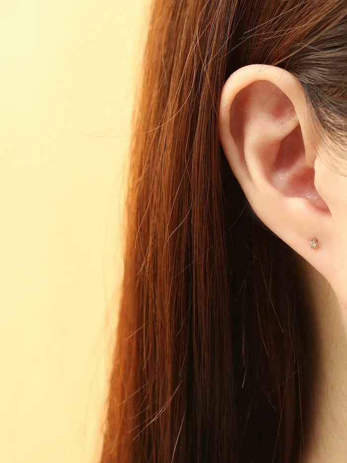 14K Gold Minimi Cubic Star and Heart Internally Threaded Labret Piercing 18G16G MinimalBijoux Necklaces