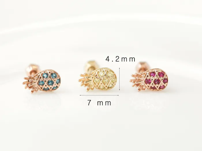 14K Gold Pineapple Cartilage Earring 18G16G MinimalBijoux Earrings
