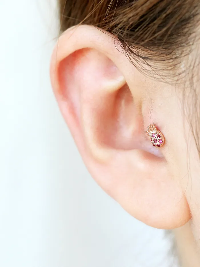 14K Gold Pineapple Cartilage Earring 18G16G MinimalBijoux Earrings
