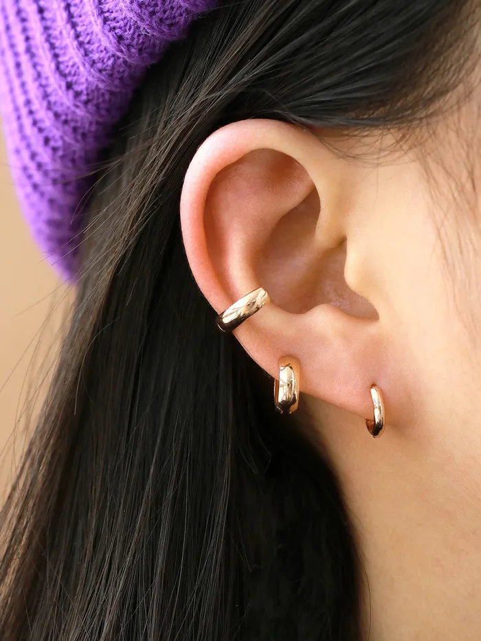 14K Gold Plain Hoop Cartilage Earring MinimalBijoux Earrings