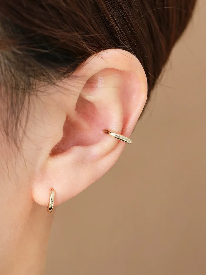 14K Gold Plain Hoop Cartilage Earring MinimalBijoux Earrings
