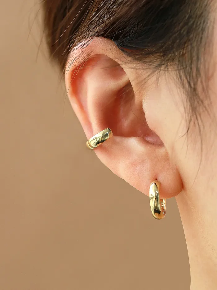 14K Gold Plain Hoop Cartilage Earring MinimalBijoux Earrings