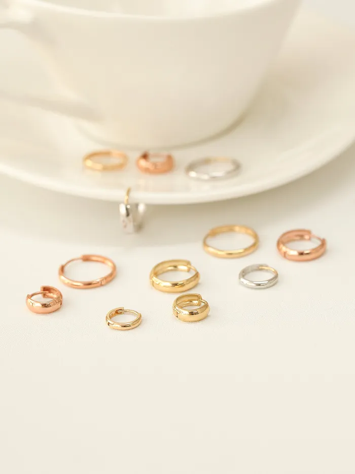 14K Gold Plain Hoop Cartilage Earring MinimalBijoux Earrings