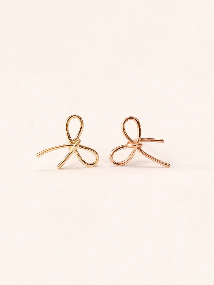 14K Gold Ribbon Stud Earring MinimalBijoux Earrings