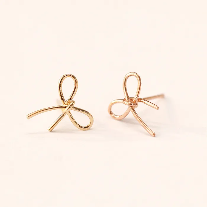14K Gold Ribbon Stud Earring MinimalBijoux Earrings