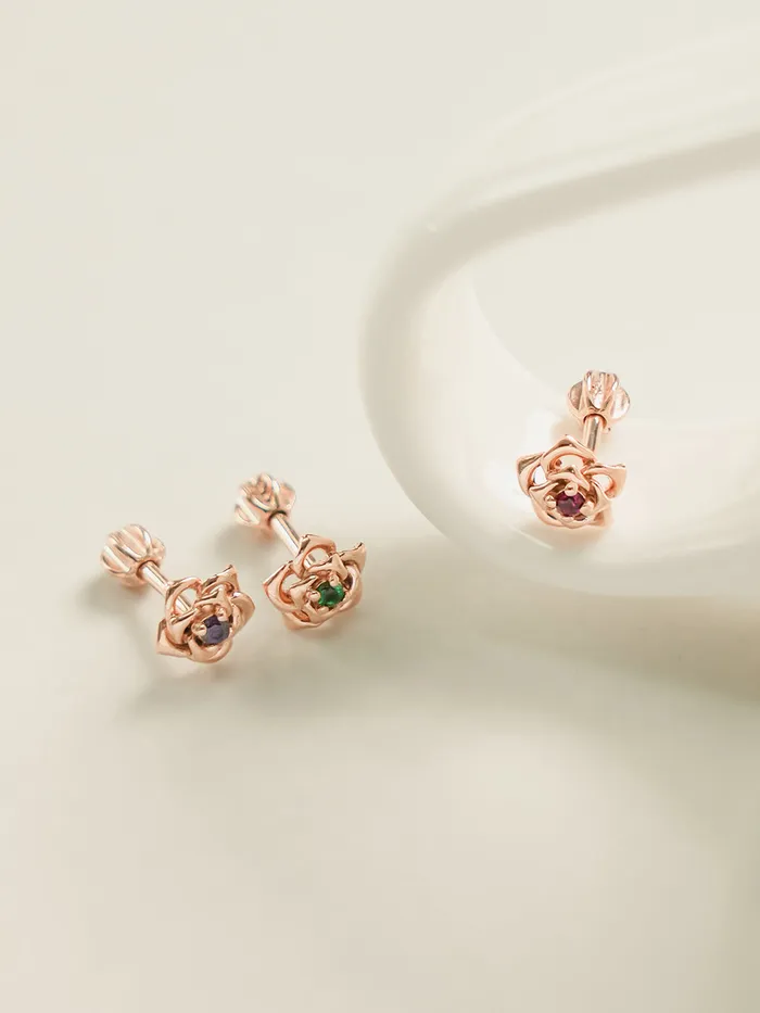 14K Gold Rose Flower Cubic Cartilage Earring 18G16G MinimalBijoux Earrings