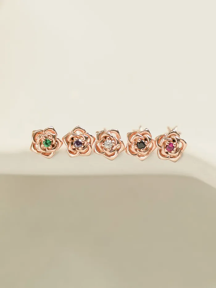 14K Gold Rose Flower Cubic Cartilage Earring 18G16G MinimalBijoux Earrings