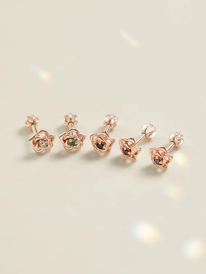 14K Gold Rose Flower Cubic Cartilage Earring 18G16G MinimalBijoux Earrings