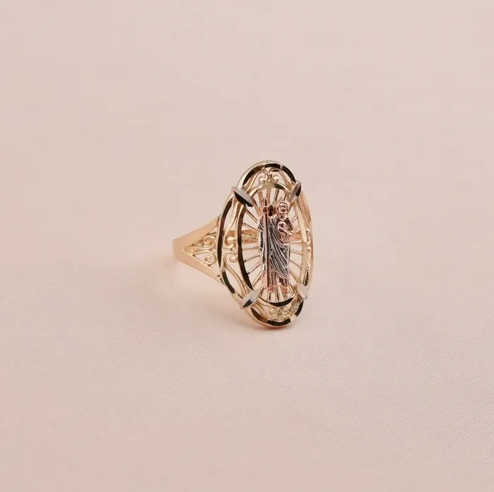 14K Gold San Judas Womens Ring RG1801 AB and J Rings 14K Gold San Judas Womens Ring RG1801 AB and J Rings