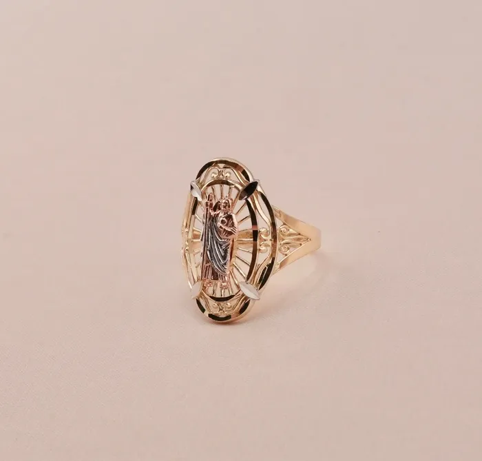 14K Gold San Judas Womens Ring RG1801 AB and J Rings 14K Gold San Judas Womens Ring RG1801 AB and J Rings