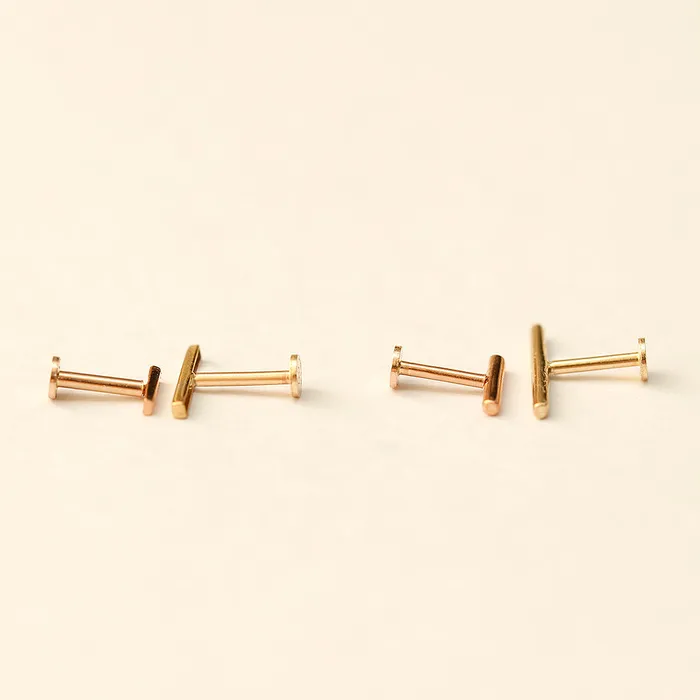14K Gold Simple Stick Internally Threaded Labret Piercing 18G16G MinimalBijoux Rings