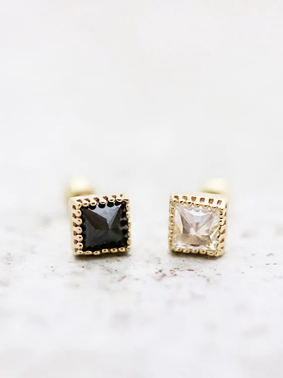 14K Gold Square CZ Cartilage Earring 18G16G MinimalBijoux Earrings