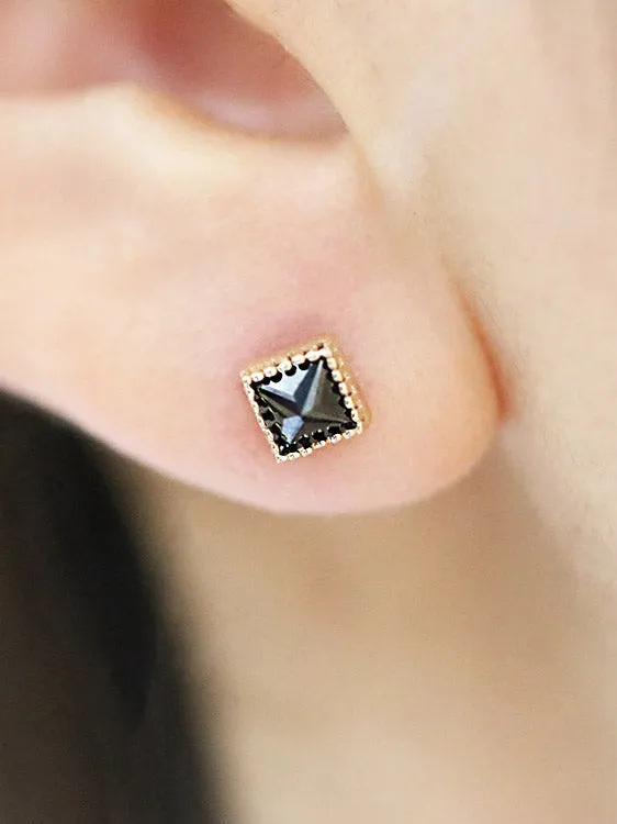 14K Gold Square CZ Cartilage Earring 18G16G MinimalBijoux Earrings
