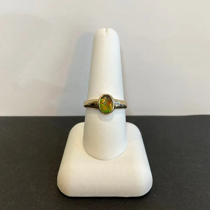 14K Yellow Gold Ammolite Doublet Ring Moriartys Gem Art Rings
