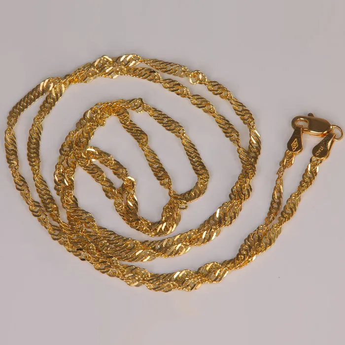 14K Yellow Gold Diamond Cut Twisted Rope Chain 24 Moriartys Gem Art Rings
