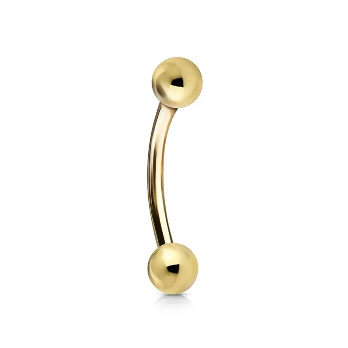 18g Yellow 14k Gold Curved Barbell Tulsa Body Jewelry PreStyled Sets