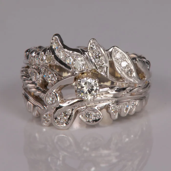 18K White Gold and Fine Diamond Floral Ring 30 Carats Moriartys Gem Art Rings 18K White Gold and Fine Diamond Floral Ring 30 Carats Moriartys Gem Art Rings