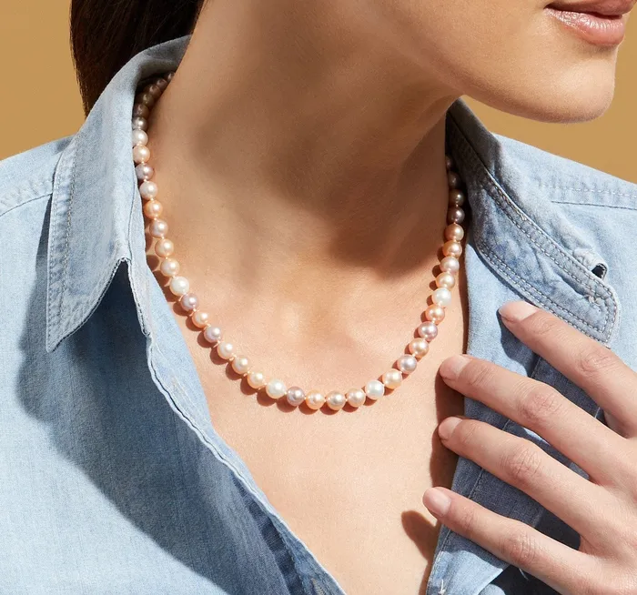 7075mm Freshwater Multicolor Pearl Necklace AAA Quality SPT Necklaces