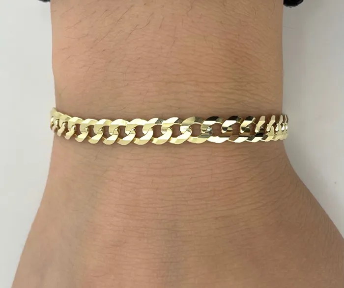 AB and J Bracelets 14k Gold Solid Curb Bracelet CH315