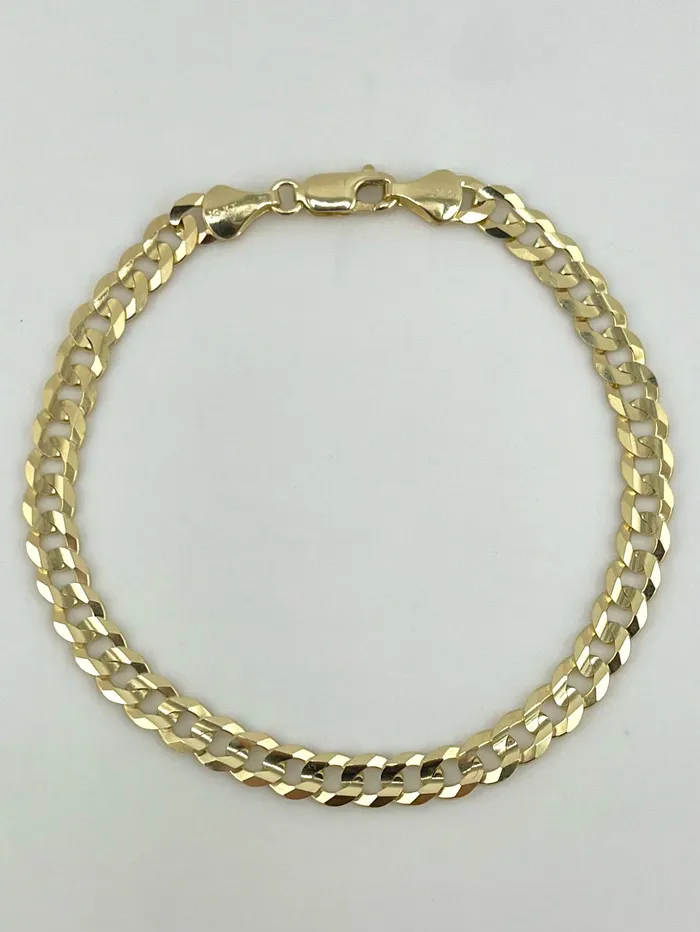 AB and J Bracelets 14k Gold Solid Curb Bracelet CH315 AB and J Bracelets 14k Gold Solid Curb Bracelet CH315