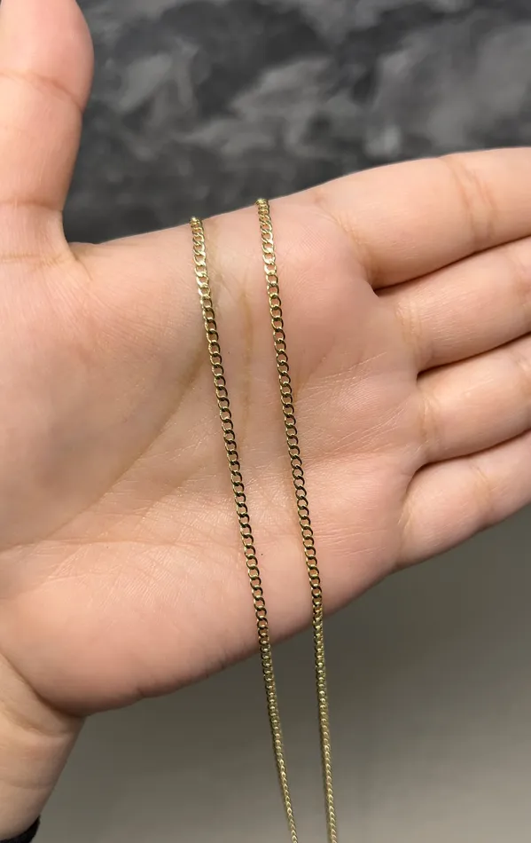 AB and J jewelry PreStyled Sets 14k Gold Solid Curb Chain 2mm