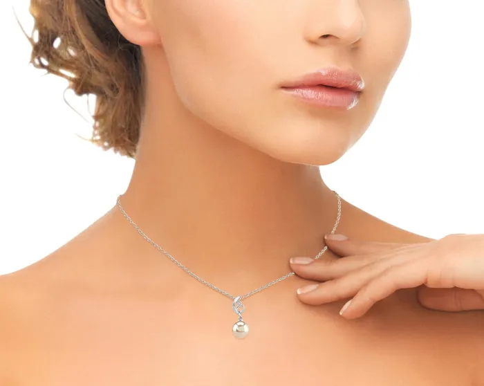 Akoya Pearl Diamond Symphony Pendant Choose Your Pearl Color SPT Necklaces