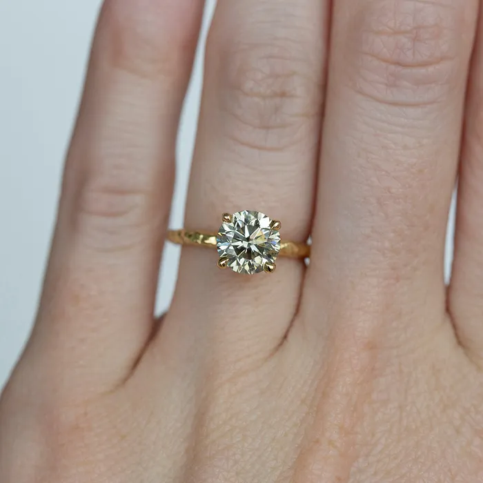 Anueva Jewelry 159ct Round Grey Diamond Evergreen Solitaire in 18k Yellow Gold PreStyled Sets