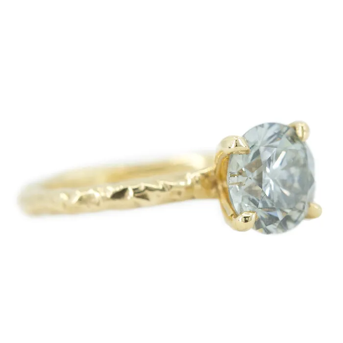 Anueva Jewelry 159ct Round Grey Diamond Evergreen Solitaire in 18k Yellow Gold PreStyled Sets