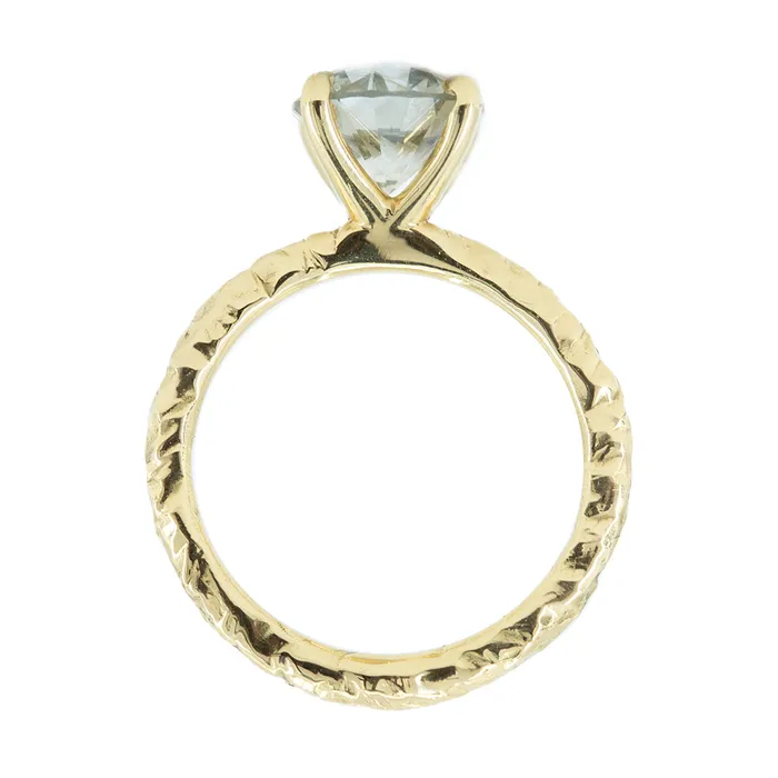 Anueva Jewelry 159ct Round Grey Diamond Evergreen Solitaire in 18k Yellow Gold PreStyled Sets