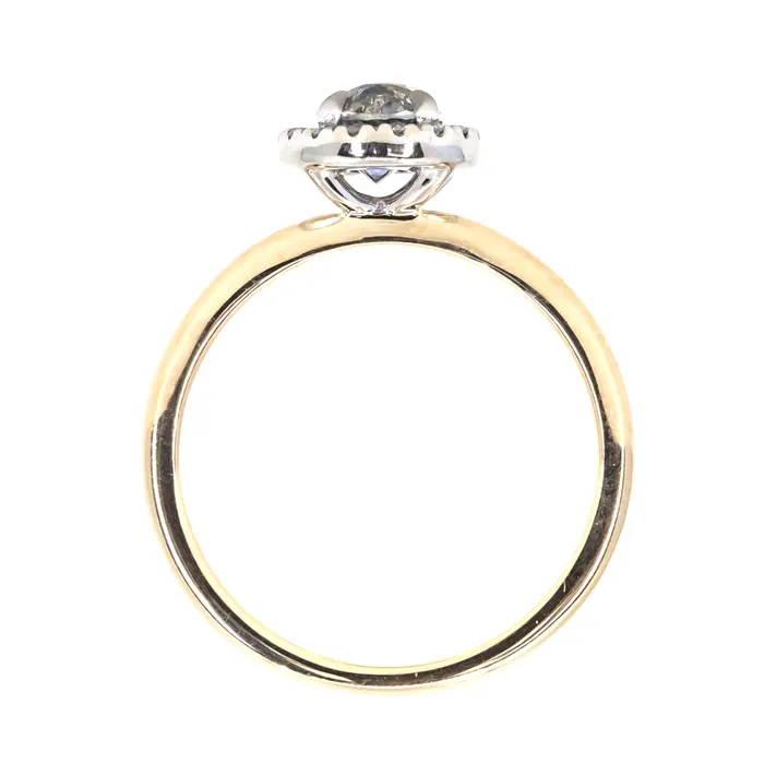 Anueva Jewelry Rings 105ct Oval Parti Sapphire and TwoTone 14k Yellow and White Gold Stackable Halo Ring
