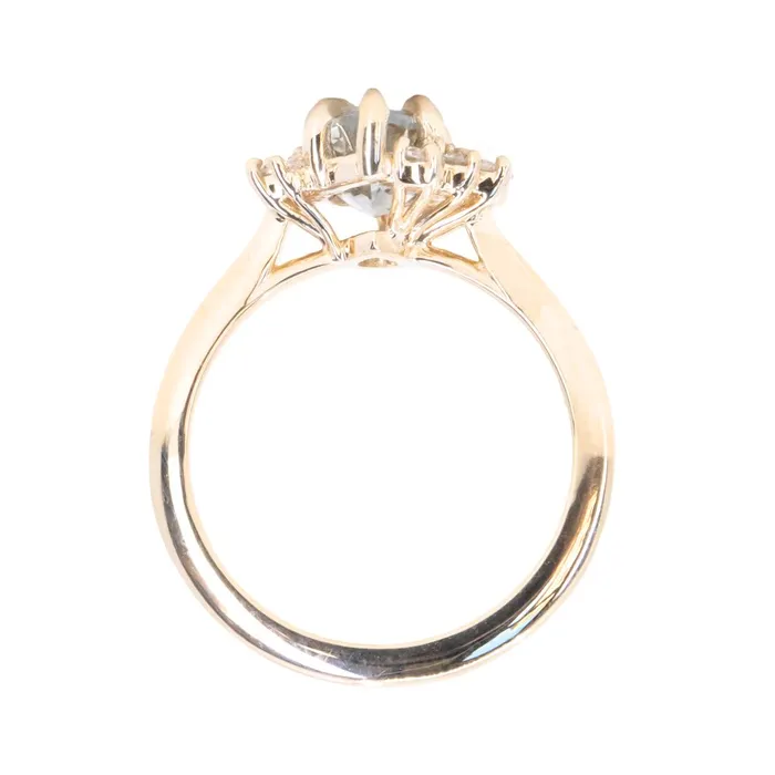 Anueva Jewelry Rings 221ct Pastel Pear Sapphire and Diamond Asymmetrical Cluster Ring in 14k Yellow Gold