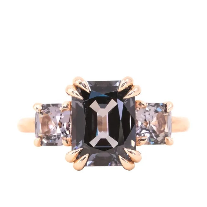 Anueva Jewelry Rings 301ct Grey Spinel Three Stone Ring in 14k Rose Gold