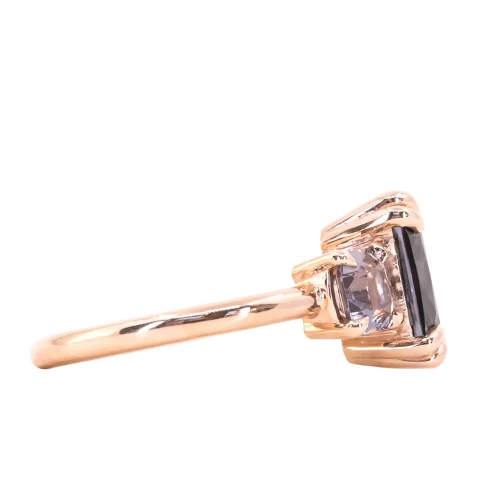 Anueva Jewelry Rings 301ct Grey Spinel Three Stone Ring in 14k Rose Gold