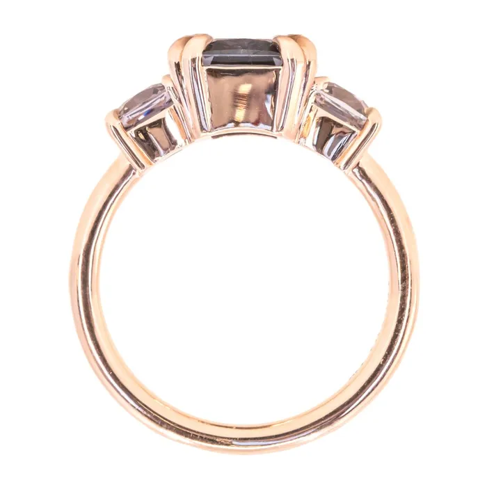 Anueva Jewelry Rings 301ct Grey Spinel Three Stone Ring in 14k Rose Gold
