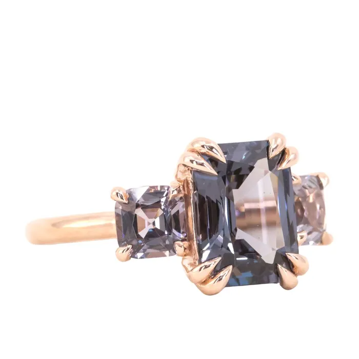 Anueva Jewelry Rings 301ct Grey Spinel Three Stone Ring in 14k Rose Gold