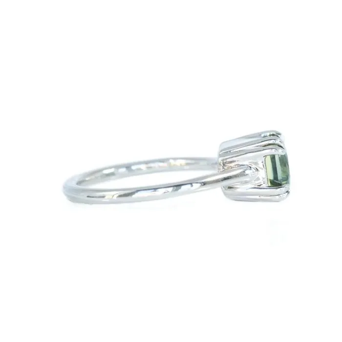 Anueva Jewelry Rings 356ct Parti Radiant Cut Sapphire Ring BlueGreenYellowTeal with Double Claw Prongs in 14k White Gold