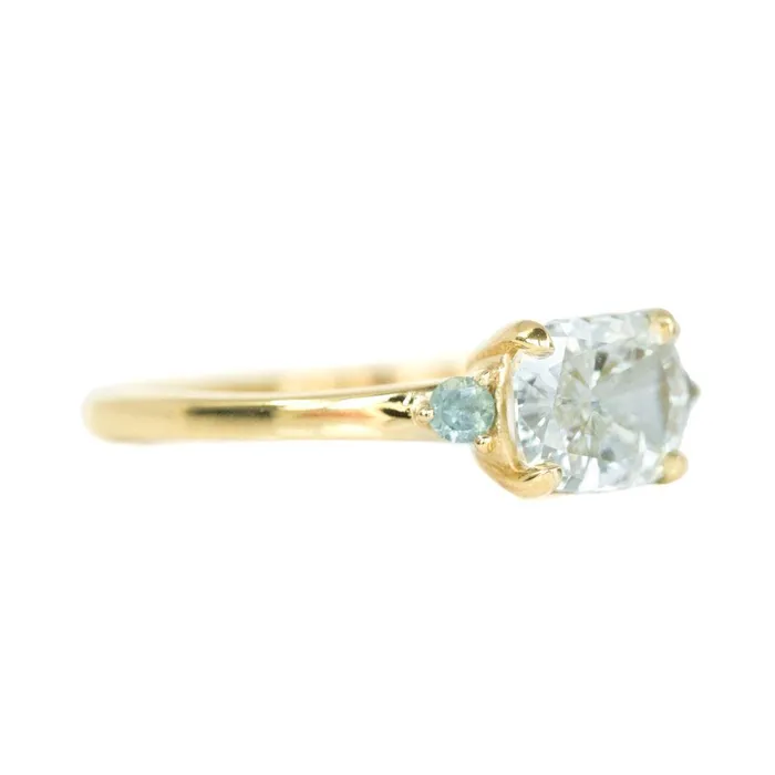 Anueva Jewelry Rings Three Stone Ring featuring 106 reclaimed cushion diamond in EastWest setting
