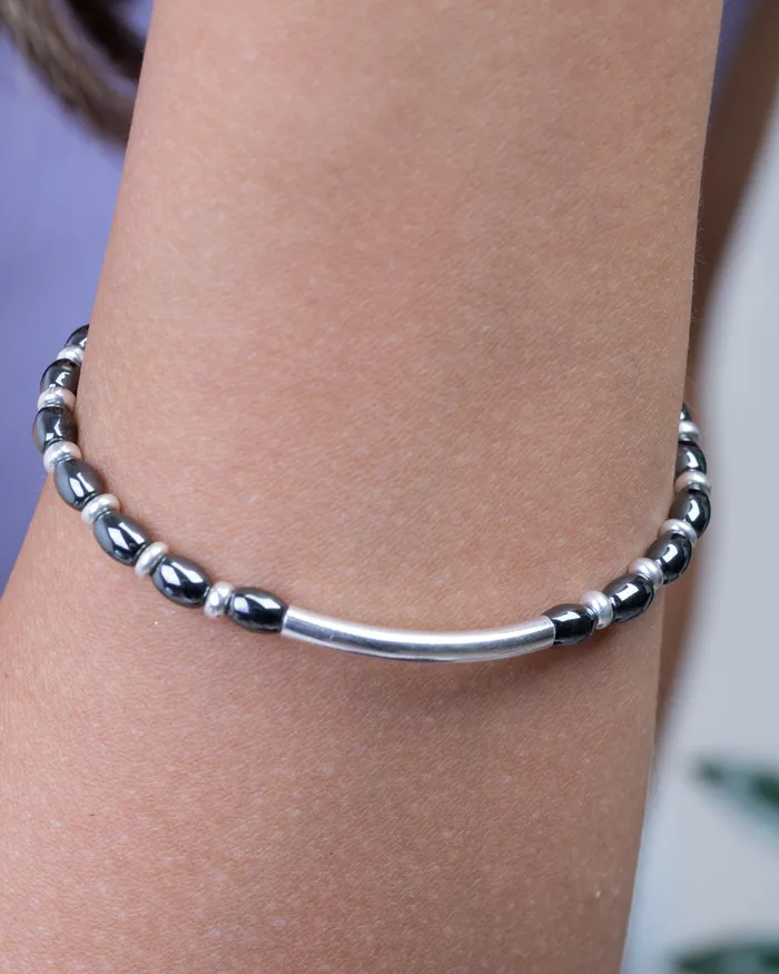 Bracelets KOAY Silver Store Silver and Hematite oval Bracelet