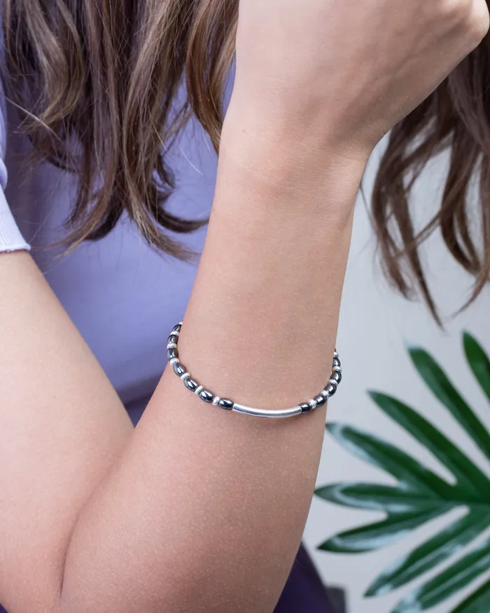 Bracelets KOAY Silver Store Silver and Hematite oval Bracelet