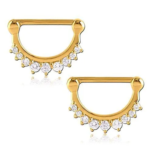 CZ Crown Gold Nipple Clickers Tulsa Body Jewelry PreStyled Sets