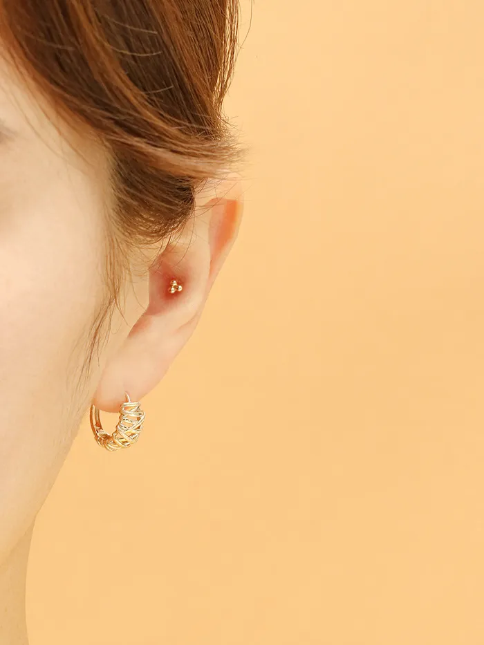 Earrings 14K 18K Gold Mesh Cartilage Hoop Earring MinimalBijoux