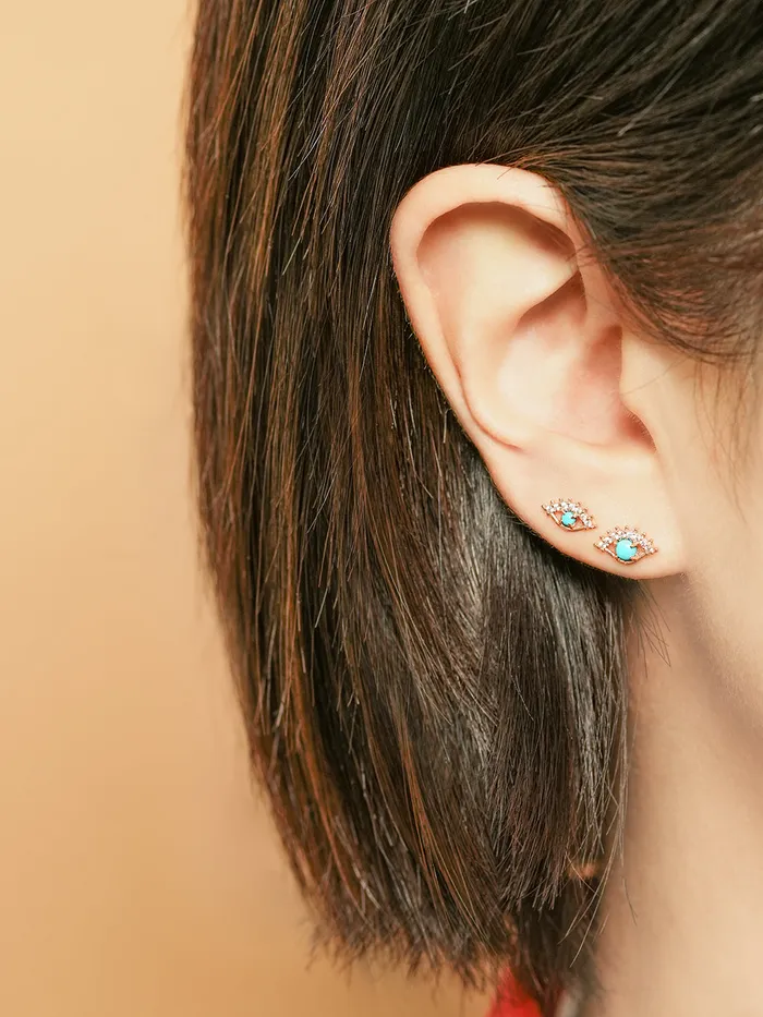 Earrings 14K Blink Evil Eye Cartilage Earring 20G MinimalBijoux