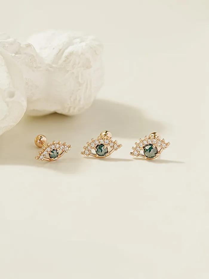 Earrings 14K Blink Evil Eye Cartilage Earring 20G MinimalBijoux