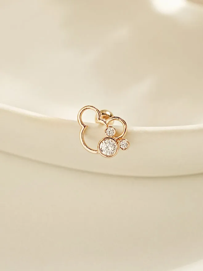 Earrings 14K Gold Double Mouse Cartilage Earring 20G MinimalBijoux