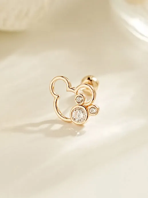 Earrings 14K Gold Double Mouse Cartilage Earring 20G MinimalBijoux